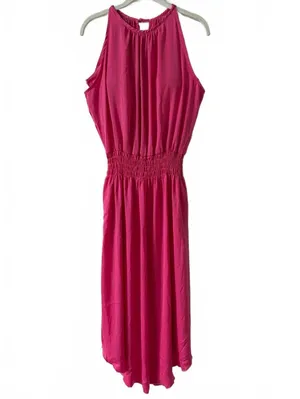 Shebird Emma Dress Pink Satin Size 3 / Small Medium Colorful Party Comfy Midi thumbnail 2