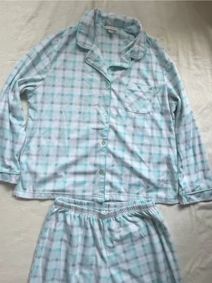 Kim Rogers Blue Plaid Two-Piece Flannel Pajama Set thumbnail 3