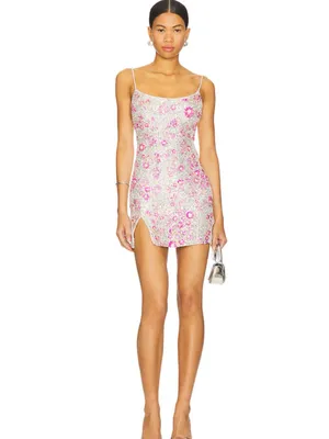 Lovers and Friends Maria Sequin Mini Dress in Silver And Pink | SIZE XS thumbnail 2