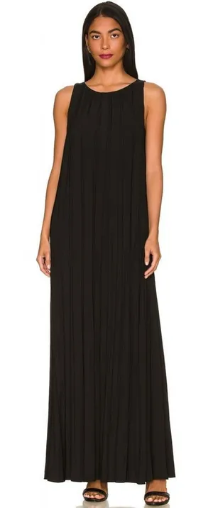 Beulah Style Black Pleated Sleeveless Maxi Dress NWT Size Small thumbnail 1