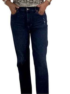 Abercrombie & Fitch Dark Indigo High-Rise Straight Jeans thumbnail 2