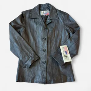 Women’s Vintage American Leather Black Leather Jacket thumbnail 1