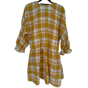 NWT Mango Checked 3/4 Sleeve Cotton‎ Mini Dress Size 6 Feminine Academia Preppy thumbnail 6