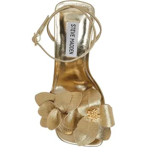 Steve Madden Amani Floral Heeled Sandals Gold Metallic Size 10 NWOT thumbnail 2