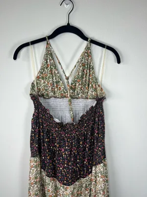Romeo & Juliet Couture Floral Patchwork Maxi Dress Neutral Cottagecore Boho Med thumbnail 8