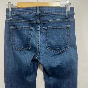 Hi-Low Straight Leg Frayed Hem Denim Pants in Medium Wash thumbnail 5