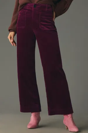 Maeve The Colette Cropped Wide Leg Corduroy Pants Women’s 25 Violet thumbnail 1