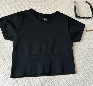 Aerie Offline black seamless workout lounge crop tee shirt S​ thumbnail 1