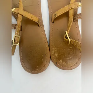 RARE Tory Burch Ali Anteka Tan Leather Sandals thumbnail 3
