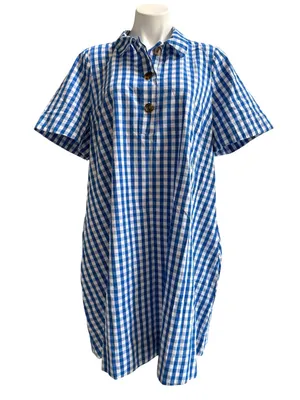 Crown & Ivy Short Sleeve Swing Shirt Dress Blue/White XXL NWT thumbnail 5