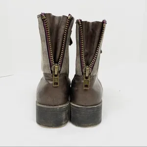 Madden Girl Mistley Grey Distressed Faux Leather Combat Ankle Boots thumbnail 3