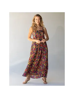 Natural Life Patti Tie-Front Maxi Dress Sunflower Floral Size M Bobo Hippie thumbnail 7
