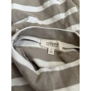 Haven Well Within Taupe Ivory Striped Mock Neck Sweater Size Small thumbnail 2