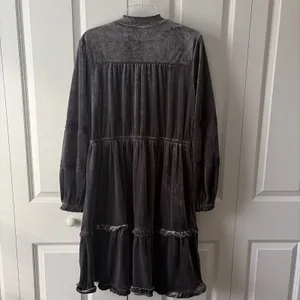 Kate & Sam Whimsygoth Dress Velvet Grey Large Tiered Dress Witchy Boho Stretch thumbnail 4