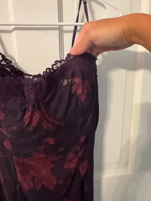 Purple floral long bodycon dress thumbnail 2