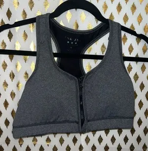 Therapy sports bra front zip grey size M Gray Size M thumbnail 1