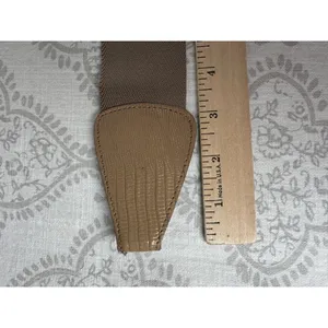 Vintage Statement Belt Womens Elastic‎ Waist 90s Retro Wide Brown Tan M/L Hook thumbnail 9