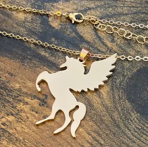 Unicorn Pegasus Necklace Gold thumbnail 2