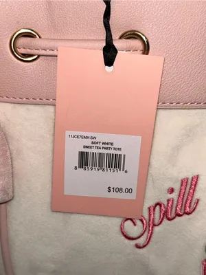 Juicy Couture Sweet Tea Party Daydreamer tote bag soft white velour handbag Y2K thumbnail 8