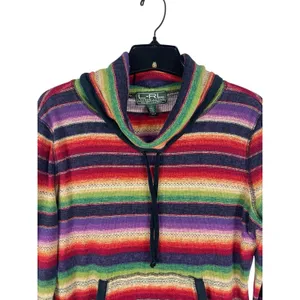 Lauren Ralph Lauren Active L Rainbow Striped Cowl Neck Top Long Sleeve Y2K Top thumbnail 2