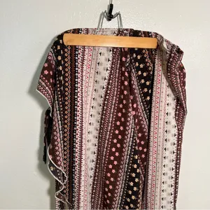 Women's True Wrap Maxi Skirt White Black Brown Pink Floral Geometric Boho Gypsy thumbnail 9