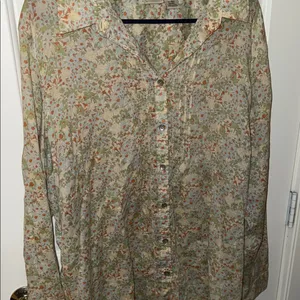 L.L. Bean Retro 70s Style Blouse Green Size XL thumbnail 3