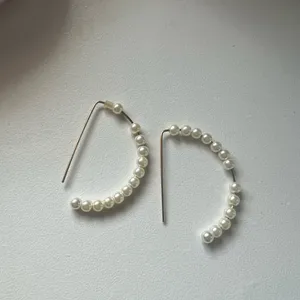 Elegant Pearl Hoop Earrings thumbnail 2