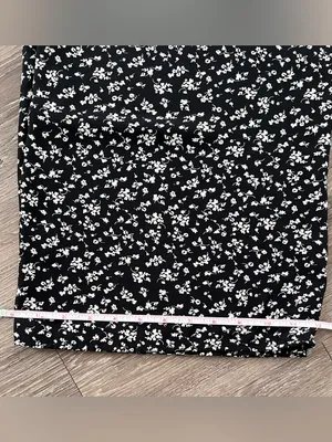 TRIXXI Black Floral Wide Leg Jumpsuit Puff Sleeve Smocked Back S thumbnail 16