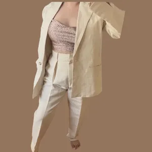 Anthropologie Rachael Wang Oversized oatmeal blazer neutral NWOT size Large‎ thumbnail 2