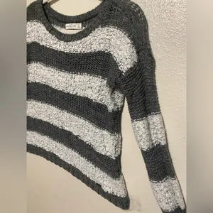 Abercrombie & Fitch Striped Sequin Sweater Gray White Long Sleeve Small thumbnail 3