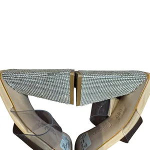 Schutz Shoes Womens Size 8 Beige Vinyl Ariellen Wedge Slide‎ Sandals Rhinestone thumbnail 7