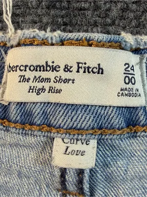 Abercrombie & Fitch The Mom Short High Rise 24 Denim Cutoffs Distressed Raw-hem thumbnail 7