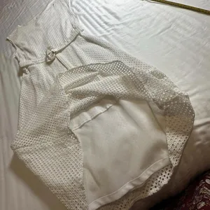 Theory Dress Afala White Eyelet Embroidered Cotton Size 4 Belted A-Line MIDI thumbnail 10