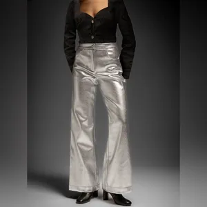 LAAGAM Metallic Wide Leg High‎ Rise Pants NWT Size XXS thumbnail 2