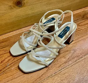 Stuart Weitzman Neutral Strappy Block Heel Square Toe Sandals thumbnail 1