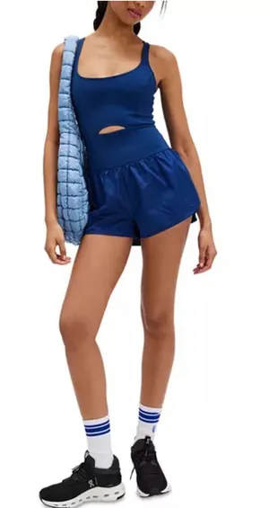 ✨💙 FP Movement righteous Runsie Romper Blue Athletic One‎ Piece Medium 💙✨ thumbnail 1