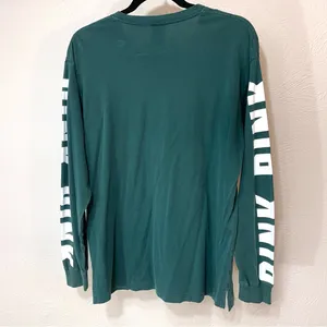 Victoria's Secret PINK Green Long Sleeve Tee Relaxed Fit Crew Neck thumbnail 4