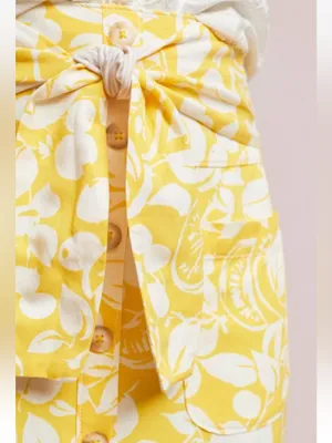 44 of 52 Convo Colloquial Pencil Skirt size 2 Lemon Yellow Anthropologie linen thumbnail 2