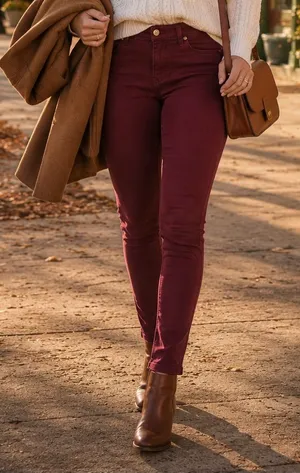 Hollister Burgundy Skinny Jeans Womens 0 24 Mid Rise Stretch‎ Cotton Denim Pants thumbnail 1