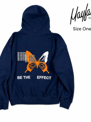 Mayfair The Label Be The Effect Butterfly Hoodie OS Navy Oversized thumbnail 2