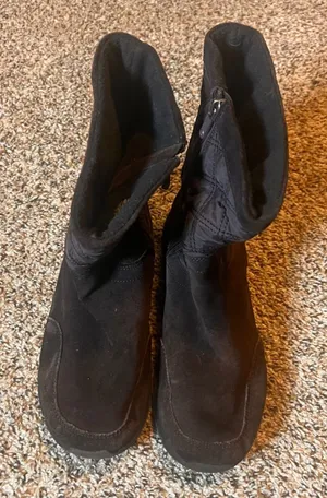 Lands' End Suede Winter Boots Quilted Warm Casual Ankle‎ Booties Size 9 thumbnail 1