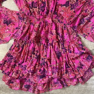 NWT MISA Los Angeles Leeva Floral Chiffon Bell-Sleeve Mini Dress Size XS thumbnail 3