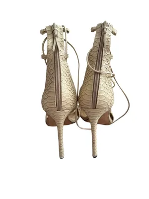 STUART WEITZMAN Beige Snake Print Lace Up Sandals Heels Size 9 thumbnail 6