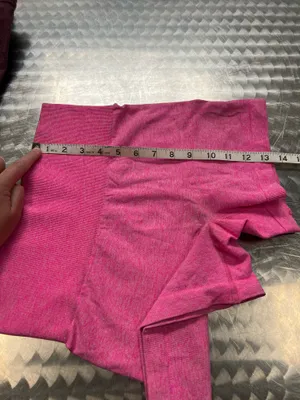 Comfortable high-waist seamless shorts in vibrant pink. Soft, stretchy fabric for unrestricted movement. Smooth waistband provides a flattering, secure fit. Ideal for workouts, yoga, or everyday wear. Size small thumbnail 4