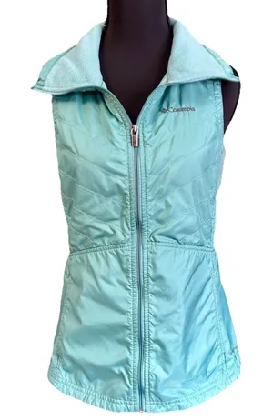 Columbia Mix It Around Vest Womens XS Teal Mint Green Quilted Fleece Omni-Shield thumbnail 1