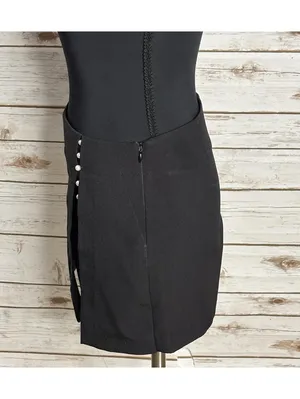 Zara Basic black pearl embellished wrap-style skort XS minimalist modern classic thumbnail 3