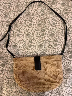 Zara Tan Woven Crossbody with Black Strap thumbnail 1