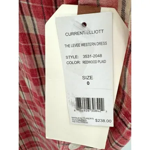 New Current Elliott Linen Cotton Blend Levee Western Plaid Shirt Dress Size 0‎ thumbnail 5
