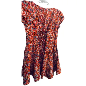 B-O-G Collective Orange Floral Button Front Lace Up‎ Back Mini Dress Small thumbnail 9