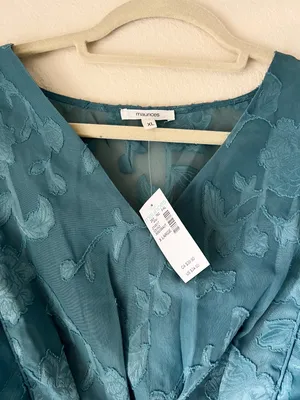 Maurice's NWT Turquoise Blue Whimsical Sheer Floral Blouse thumbnail 9